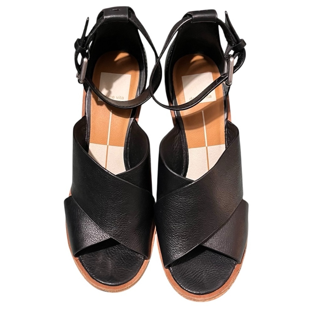 Dolce Vita Urban Wedge Sandals Size 8 Black - Picture 2 of 6